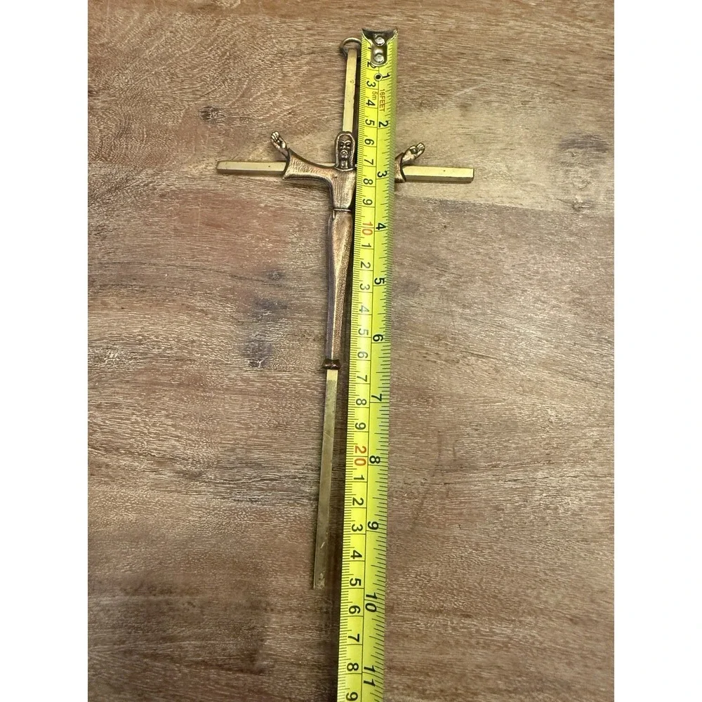 Vintage Brass Risen Christ Cross  Religious‎ Decor Wall Hanging 10x5
